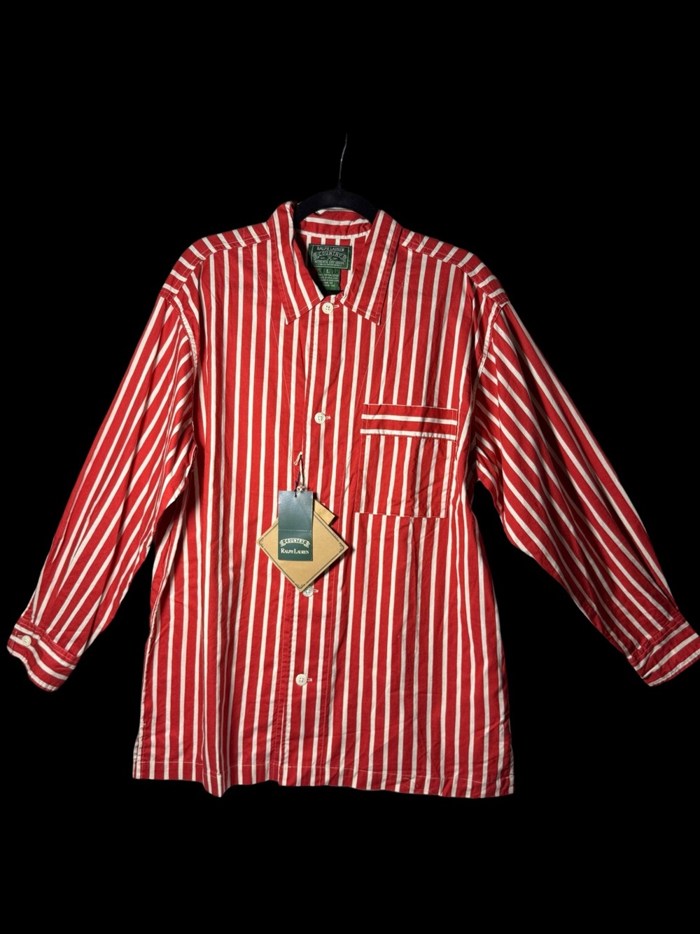 Ralph Lauren Country Red and White Vertical Stripe Button-Down Shirt